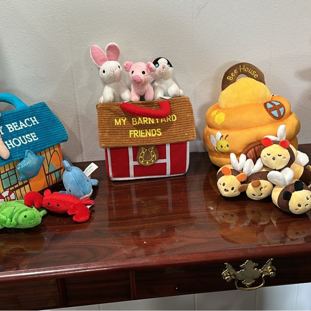 Plush Barnyard Friends Toy Set - Pink & White Plush Animals